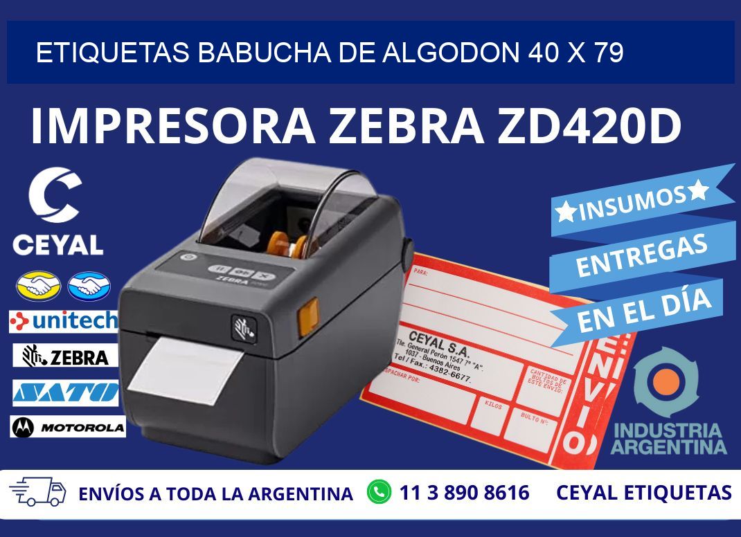 ETIQUETAS BABUCHA DE ALGODON 40 x 79