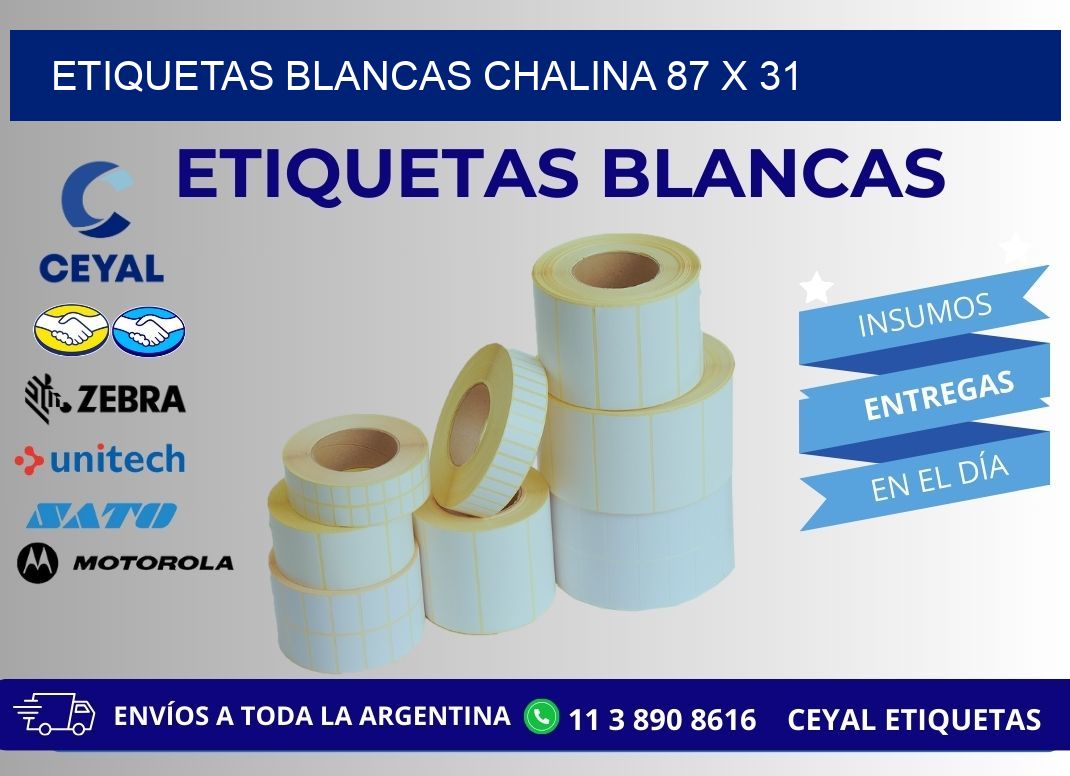 ETIQUETAS BLANCAS CHALINA 87 x 31