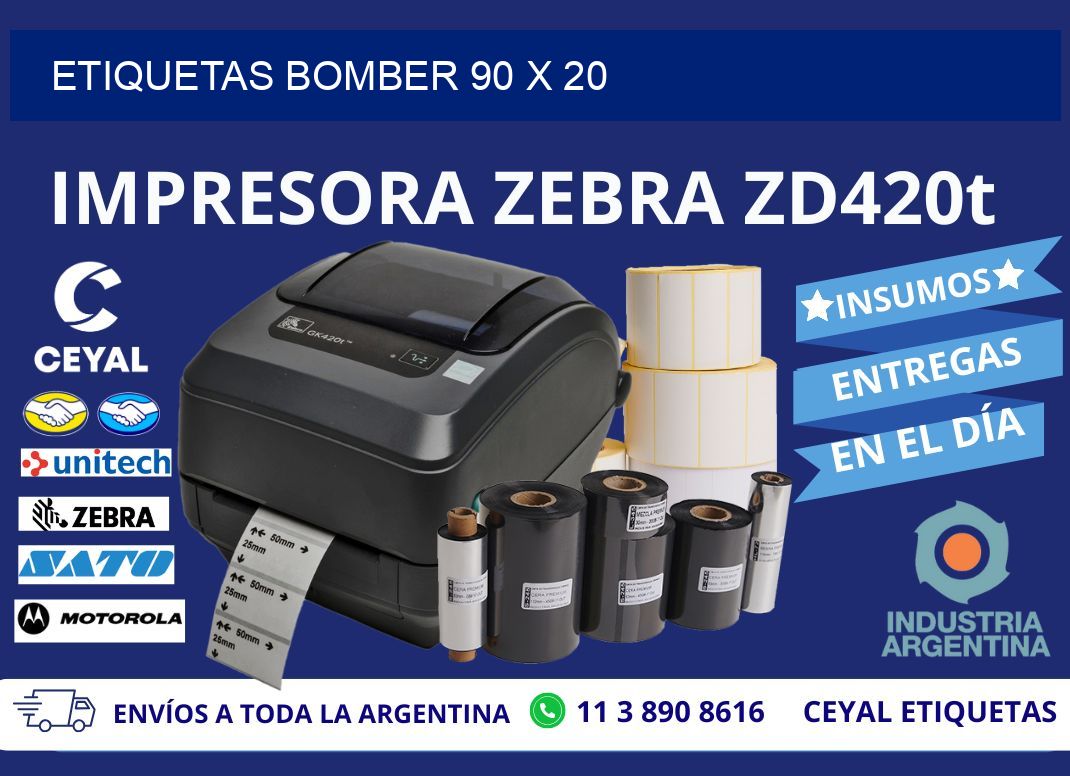 ETIQUETAS BOMBER 90 x 20