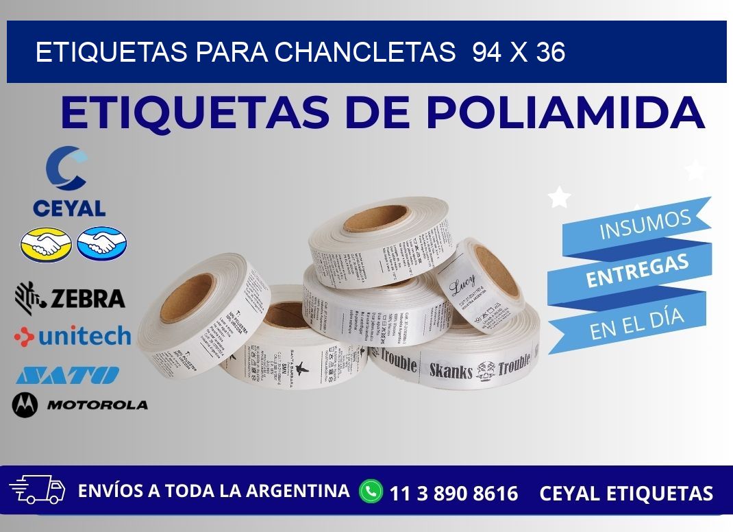 ETIQUETAS PARA CHANCLETAS  94 x 36