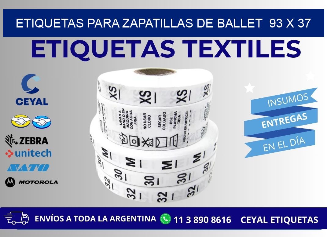 ETIQUETAS PARA ZAPATILLAS DE BALLET  93 x 37