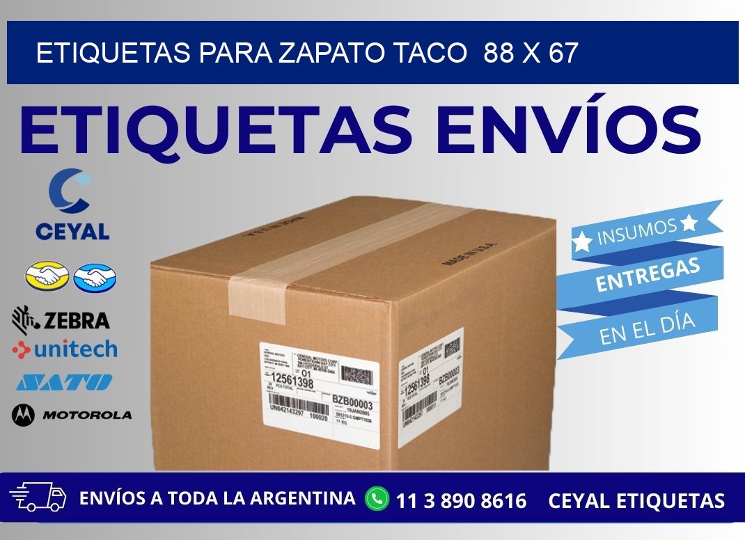 ETIQUETAS PARA ZAPATO TACO  88 x 67