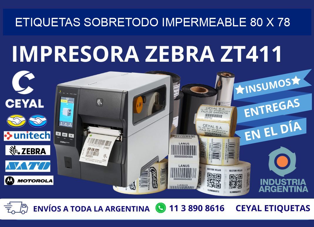 ETIQUETAS SOBRETODO IMPERMEABLE 80 x 78