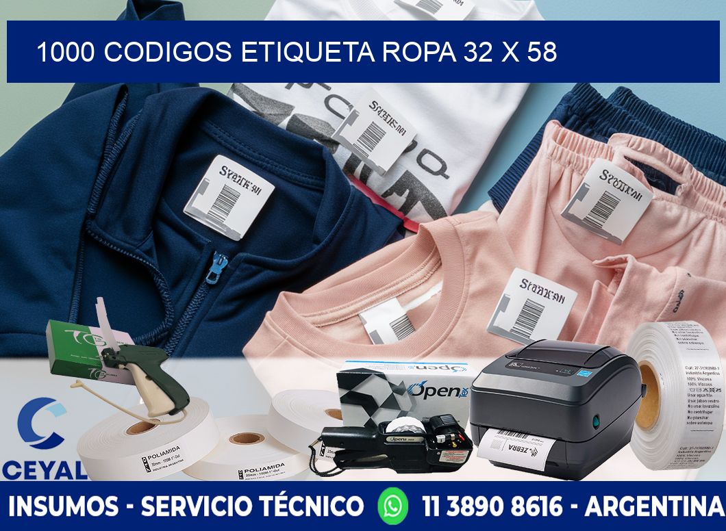 1000 CODIGOS ETIQUETA ROPA 32 x 58