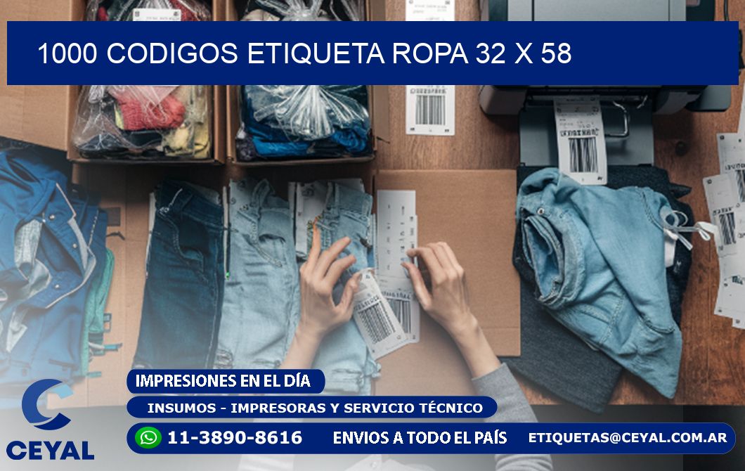 1000 CODIGOS ETIQUETA ROPA 32 x 58