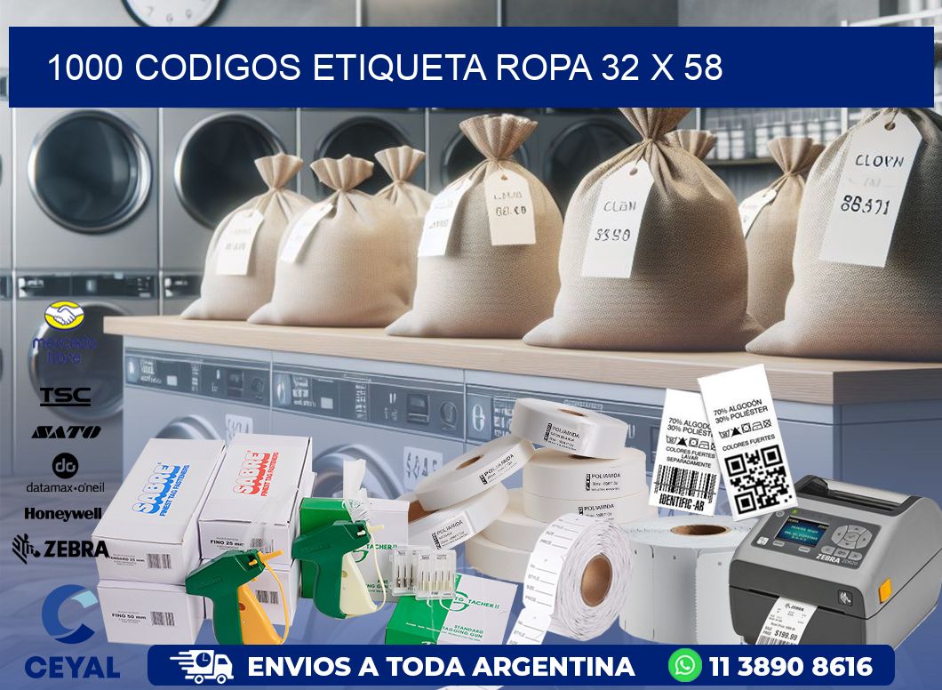 1000 CODIGOS ETIQUETA ROPA 32 x 58