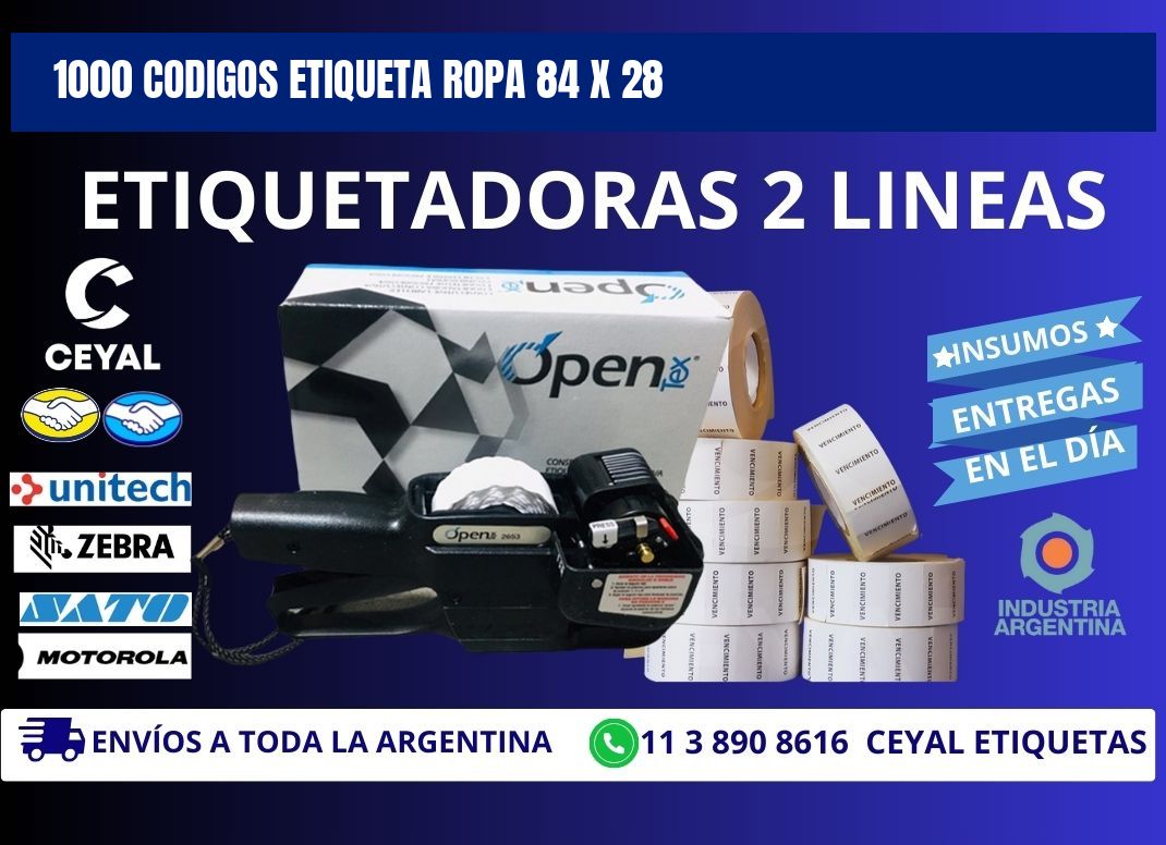 1000 CODIGOS ETIQUETA ROPA 84 x 28