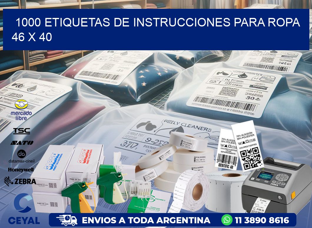 1000 ETIQUETAS DE INSTRUCCIONES PARA ROPA 46 x 40