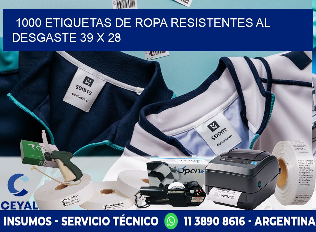 1000 ETIQUETAS DE ROPA RESISTENTES AL DESGASTE 39 x 28