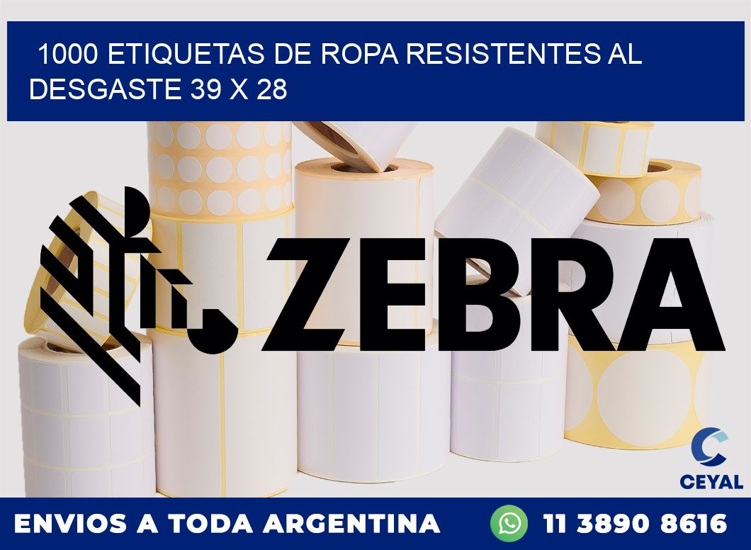 1000 ETIQUETAS DE ROPA RESISTENTES AL DESGASTE 39 x 28