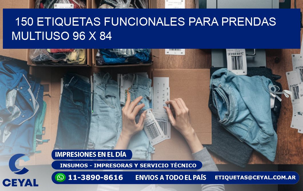 150 ETIQUETAS FUNCIONALES PARA PRENDAS MULTIUSO 96 x 84