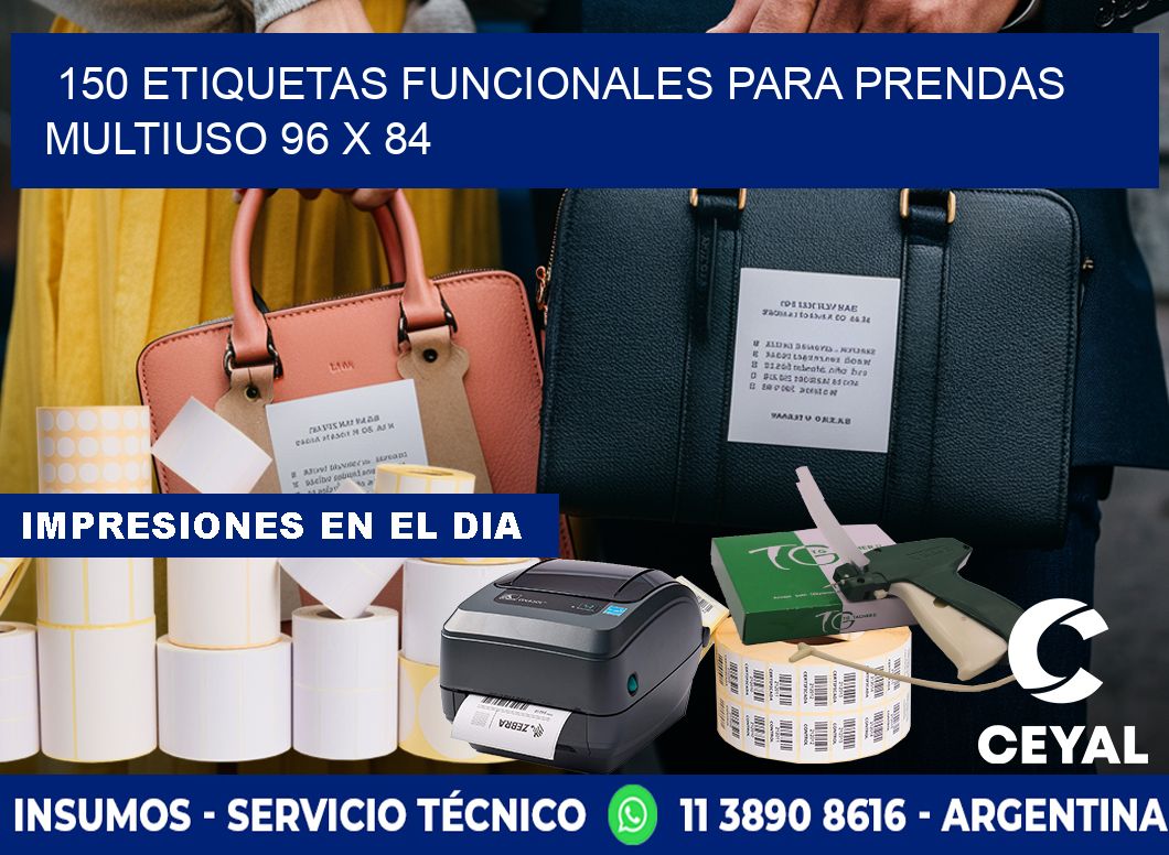 150 ETIQUETAS FUNCIONALES PARA PRENDAS MULTIUSO 96 x 84