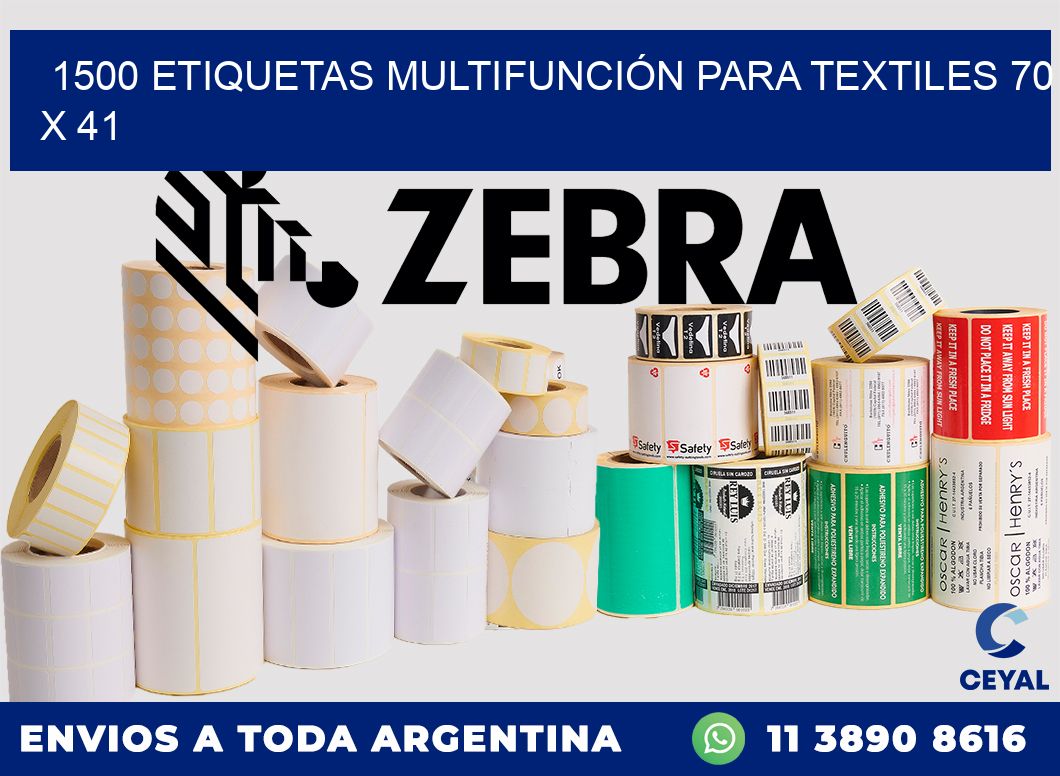 1500 ETIQUETAS MULTIFUNCIÓN PARA TEXTILES 70 x 41