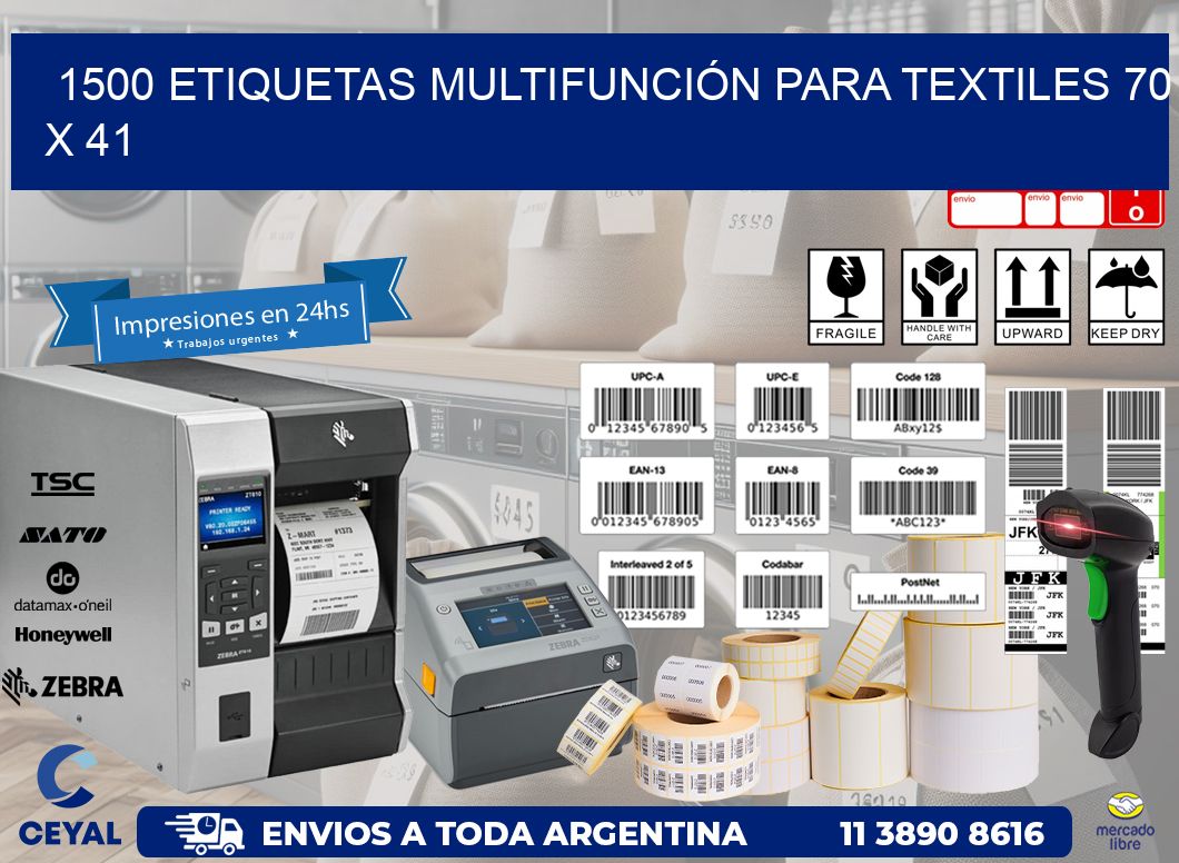 1500 ETIQUETAS MULTIFUNCIÓN PARA TEXTILES 70 x 41