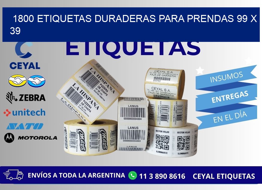 1800 ETIQUETAS DURADERAS PARA PRENDAS 99 x 39