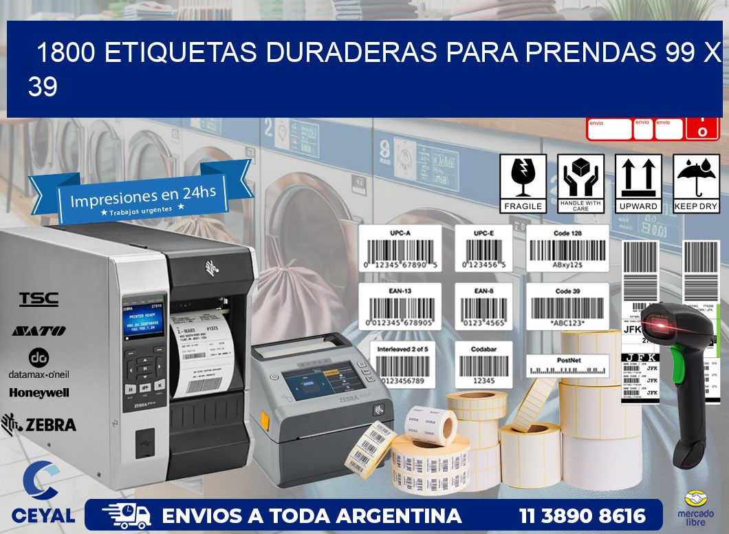 1800 ETIQUETAS DURADERAS PARA PRENDAS 99 x 39