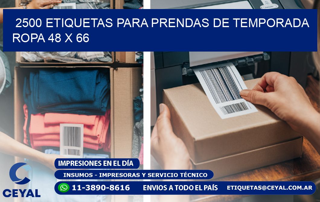 2500 ETIQUETAS PARA PRENDAS DE TEMPORADA ROPA 48 x 66