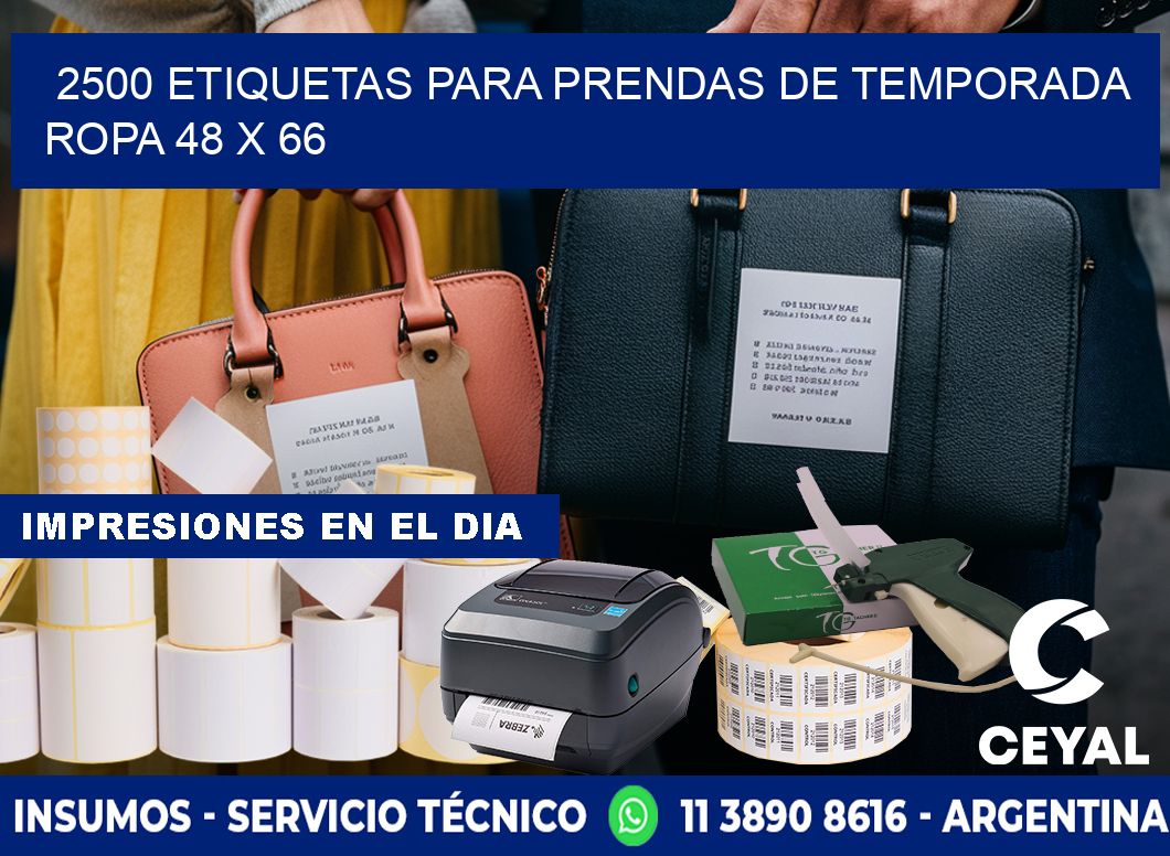 2500 ETIQUETAS PARA PRENDAS DE TEMPORADA ROPA 48 x 66