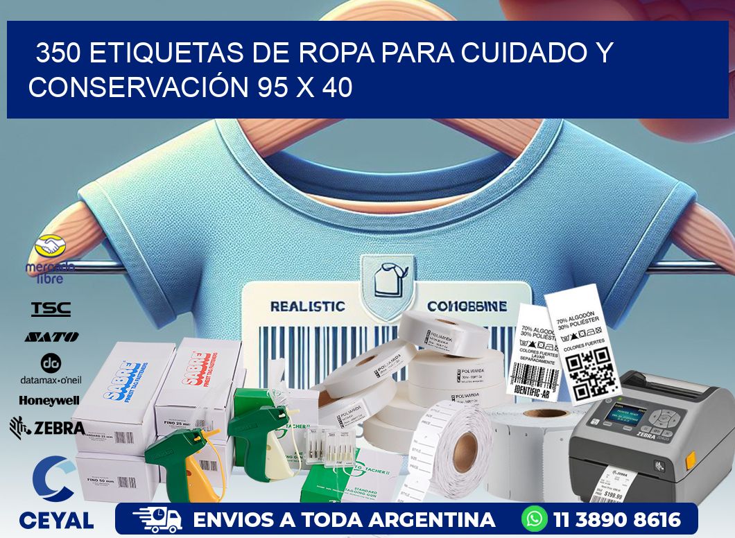 350 ETIQUETAS DE ROPA PARA CUIDADO Y CONSERVACIÓN 95 x 40