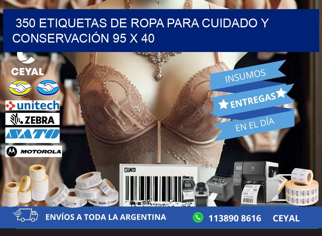 350 ETIQUETAS DE ROPA PARA CUIDADO Y CONSERVACIÓN 95 x 40