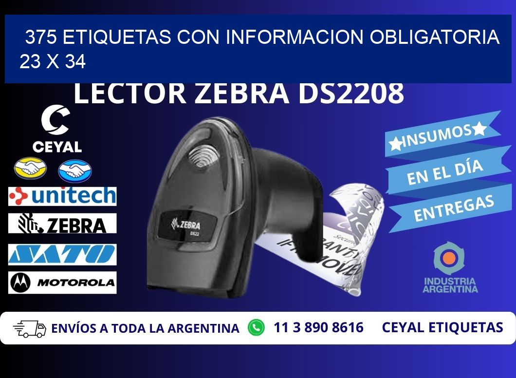 375 ETIQUETAS CON INFORMACION OBLIGATORIA 23 x 34