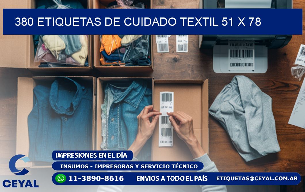 380 ETIQUETAS DE CUIDADO TEXTIL 51 x 78