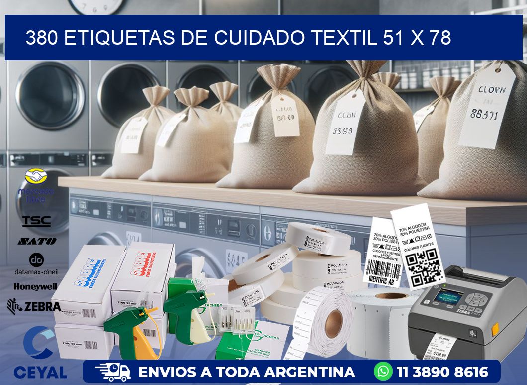 380 ETIQUETAS DE CUIDADO TEXTIL 51 x 78