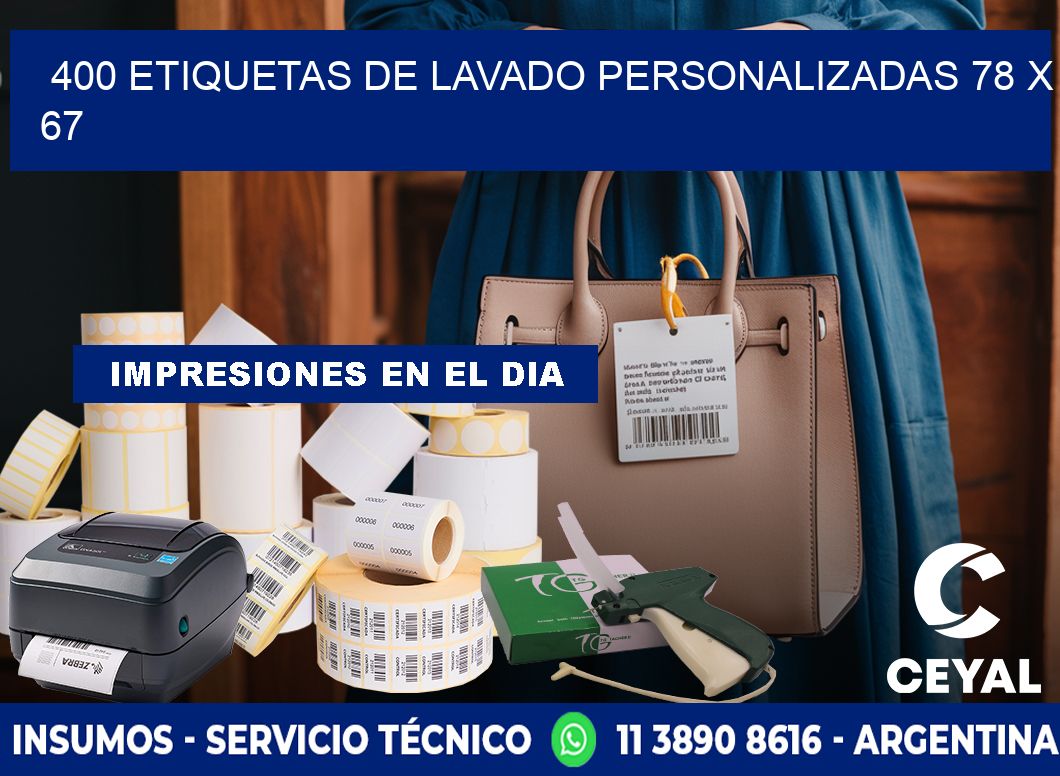 400 ETIQUETAS DE LAVADO PERSONALIZADAS 78 x 67