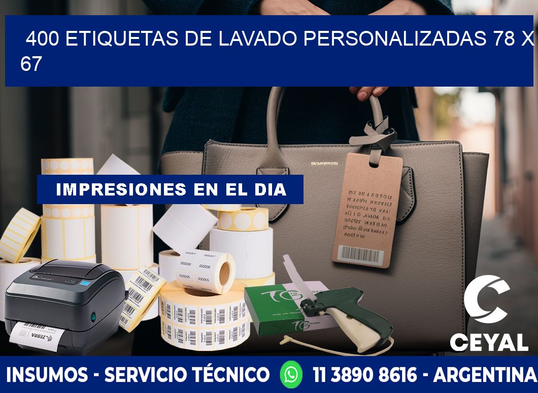 400 ETIQUETAS DE LAVADO PERSONALIZADAS 78 x 67