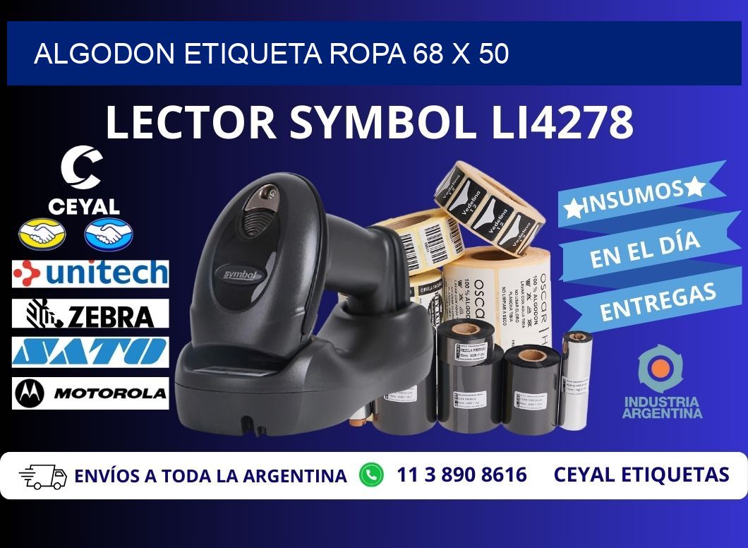 ALGODON ETIQUETA ROPA 68 x 50