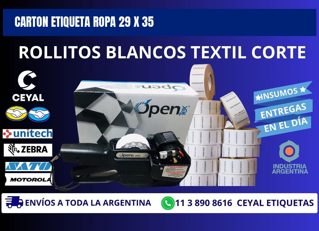 CARTON ETIQUETA ROPA 29 x 35