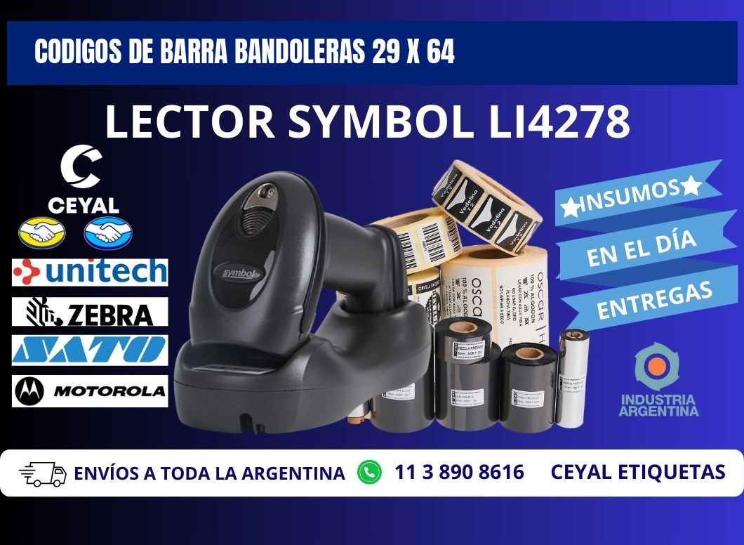 CODIGOS DE BARRA BANDOLERAS 29 x 64