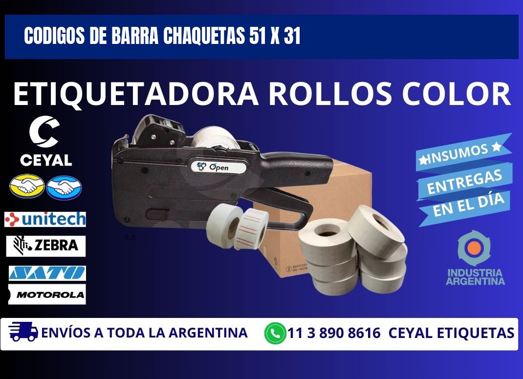 CODIGOS DE BARRA CHAQUETAS 51 x 31