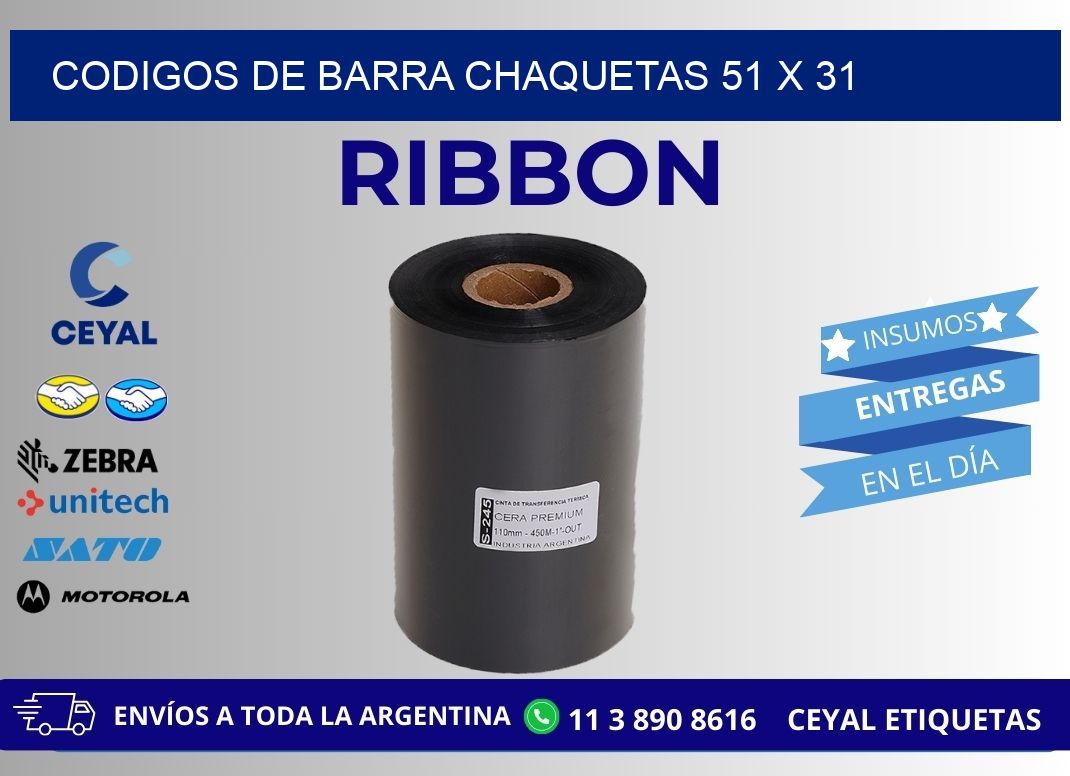 CODIGOS DE BARRA CHAQUETAS 51 x 31