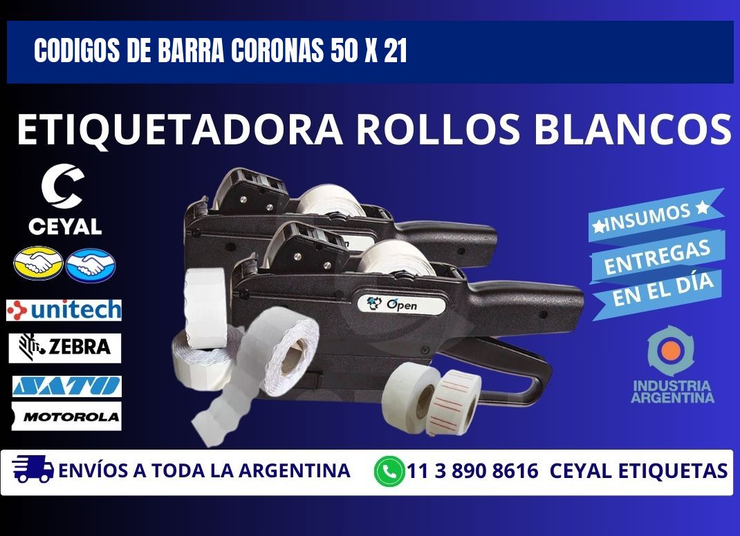 CODIGOS DE BARRA CORONAS 50 x 21