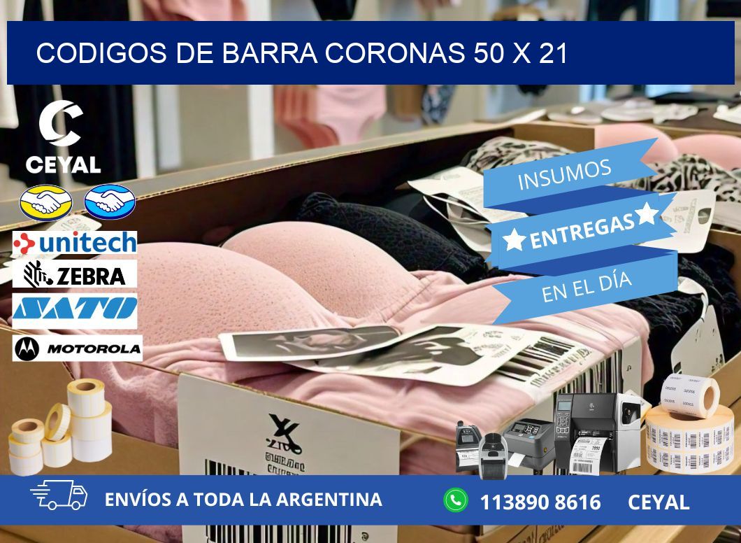 CODIGOS DE BARRA CORONAS 50 x 21