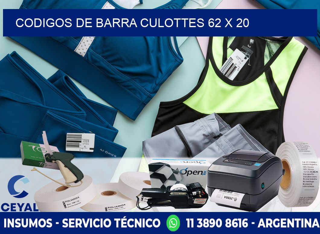 CODIGOS DE BARRA CULOTTES 62 x 20