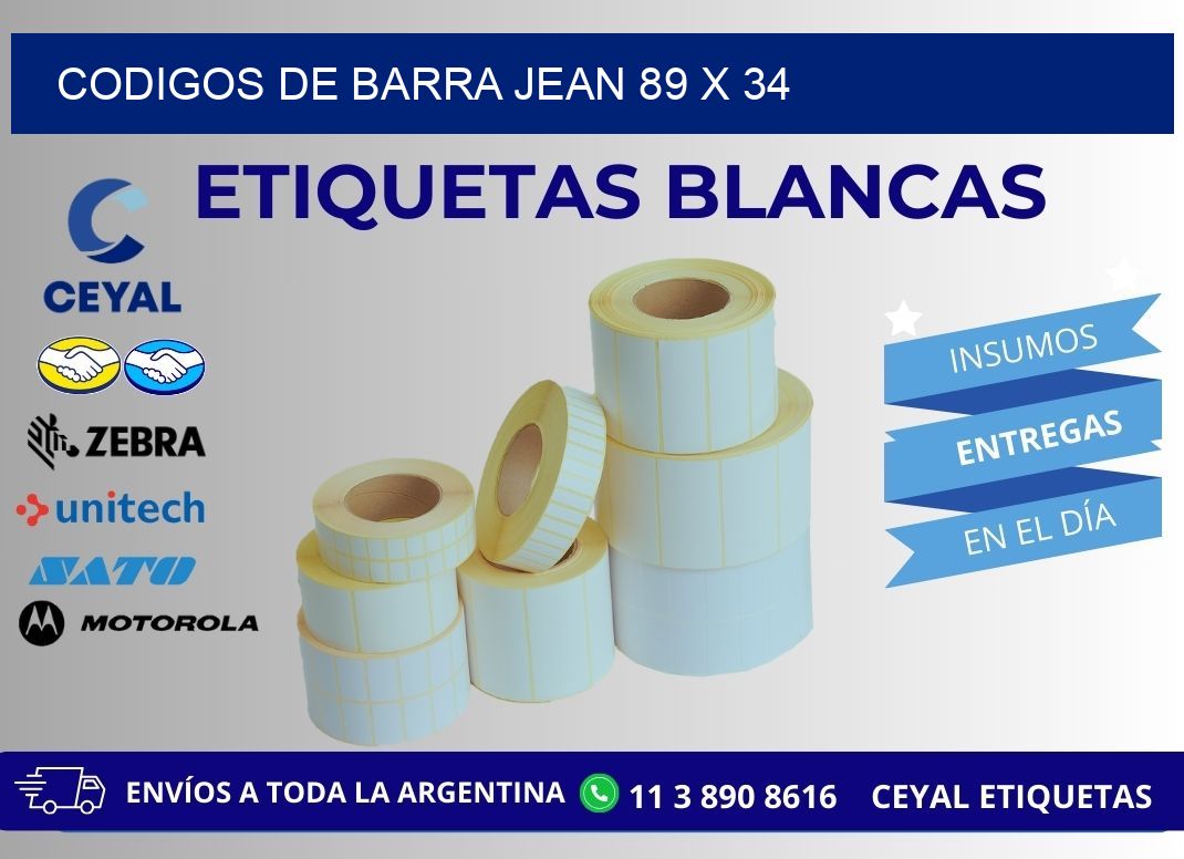 CODIGOS DE BARRA JEAN 89 x 34