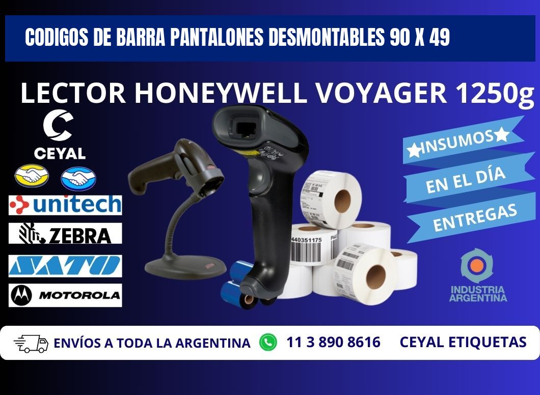 CODIGOS DE BARRA PANTALONES DESMONTABLES 90 x 49