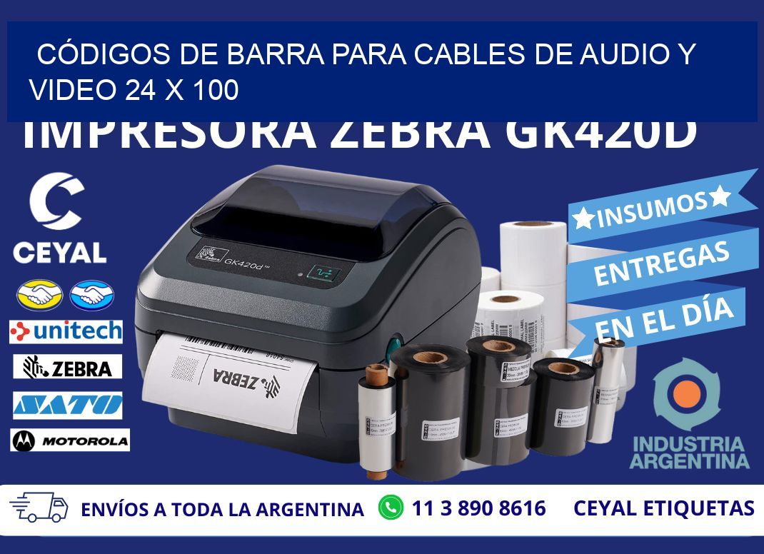 CÓDIGOS DE BARRA PARA CABLES DE AUDIO Y VIDEO 24 x 100