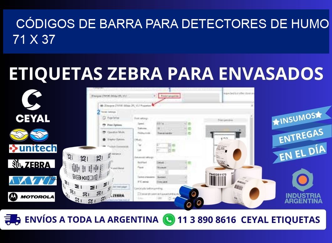 CÓDIGOS DE BARRA PARA DETECTORES DE HUMO 71 x 37