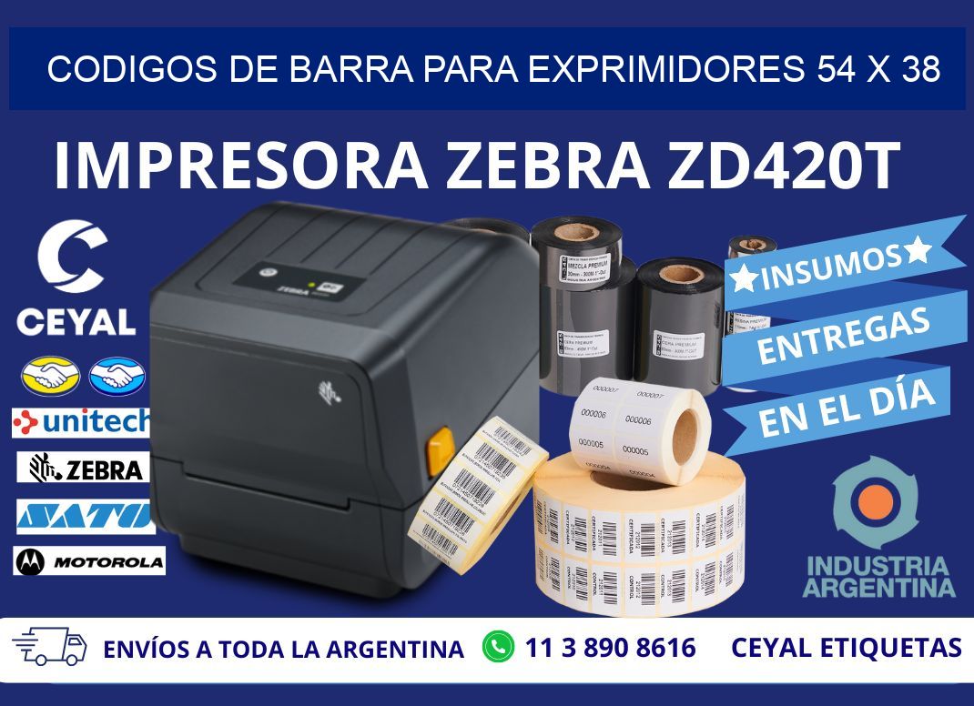 CODIGOS DE BARRA PARA EXPRIMIDORES 54 x 38