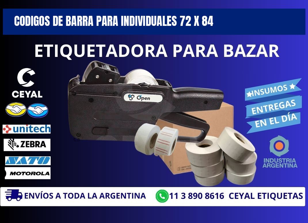 CODIGOS DE BARRA PARA INDIVIDUALES 72 x 84