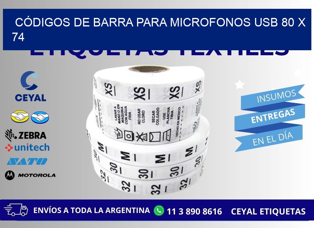 CÓDIGOS DE BARRA PARA MICROFONOS USB 80 x 74