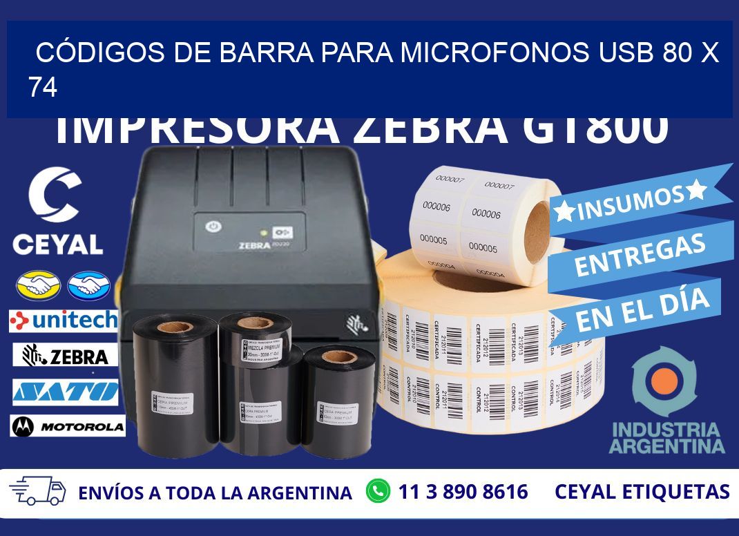 CÓDIGOS DE BARRA PARA MICROFONOS USB 80 x 74