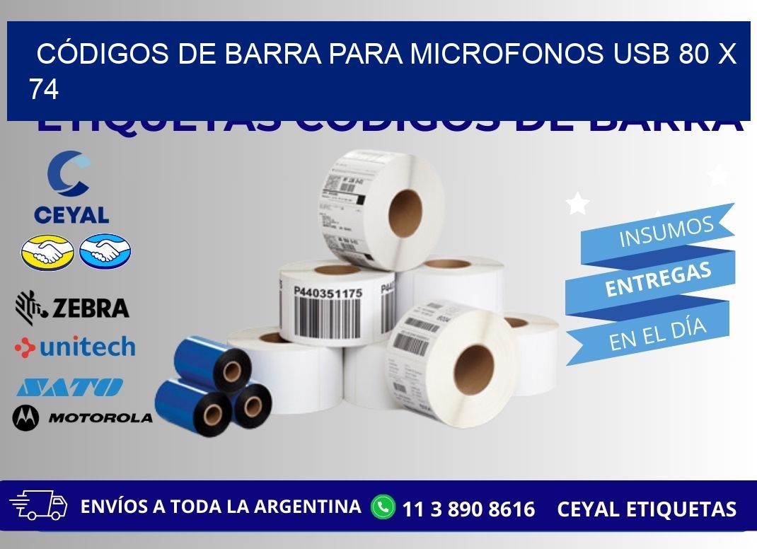 CÓDIGOS DE BARRA PARA MICROFONOS USB 80 x 74