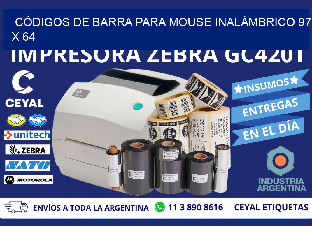 CÓDIGOS DE BARRA PARA MOUSE INALÁMBRICO 97 x 64