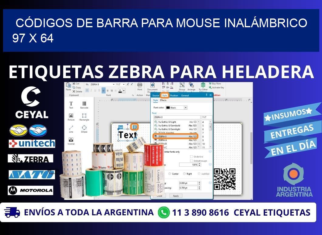 CÓDIGOS DE BARRA PARA MOUSE INALÁMBRICO 97 x 64