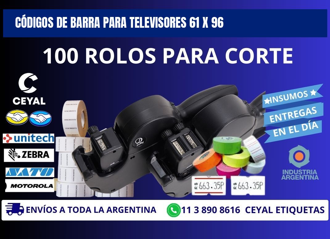 CÓDIGOS DE BARRA PARA TELEVISORES 61 x 96