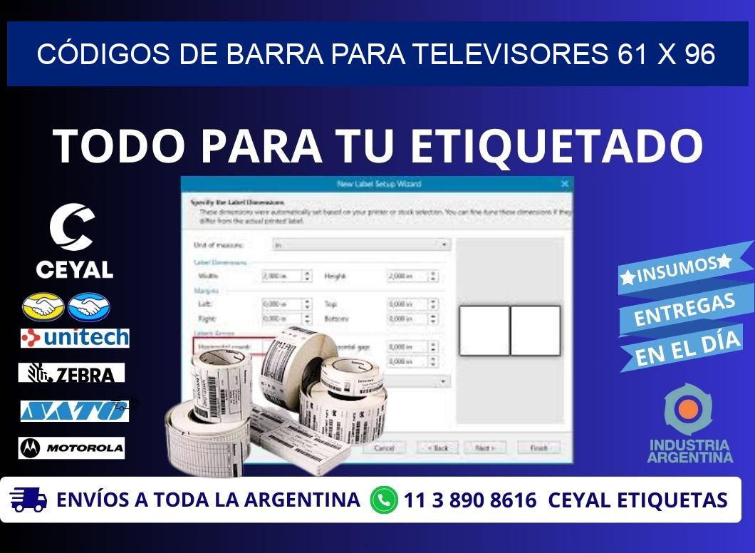 CÓDIGOS DE BARRA PARA TELEVISORES 61 x 96